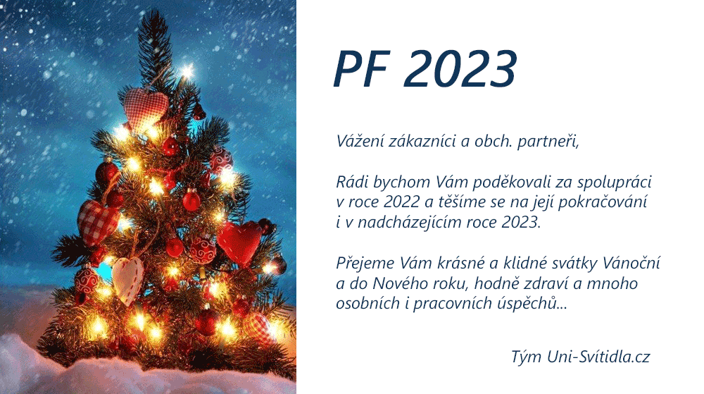 Krásné Vánoční svátky a Nový rok 2023 předního prodejce svítidel, Uni-Svitidla.cz