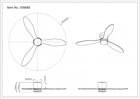 Stropní svítidlo, ventilátor GL 03666S-6
