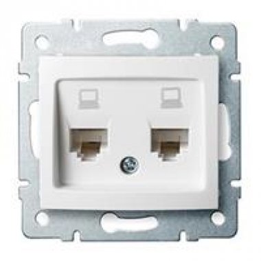 Dvojitá datová zásuvka , nezávislá (2xRJ45Cat 5e Jack) - bílá - DOMO KA 24755