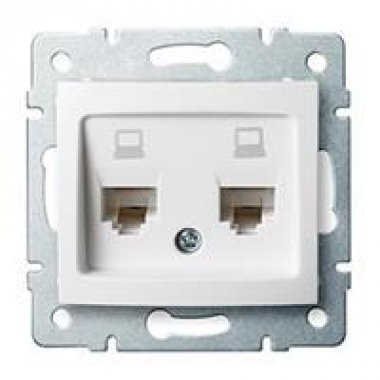 Dvojitá datová zásuvka , nezávislá (2xRJ45Cat 6 Jack) - bílá - DOMO KA 24756