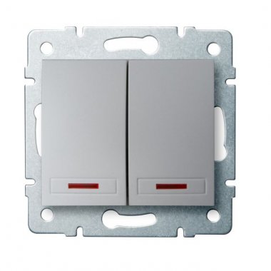 Dvojité tlačítko s LED - stříbrná - DOMO KA 24834