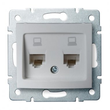 Dvojitá datová zásuvka , nezávislá (2xRJ45Cat 5e Jack), stříbrná - DOMO KA 24873