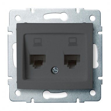 Dvojitá datová zásuvka , nezávislá (2xRJ45Cat 5e Jack), grafit - DOMO KA 24932