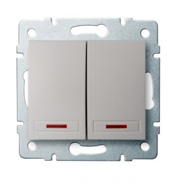 Dvojité tlačítko s LED - perleťově bílá - DOMO KA 24952
