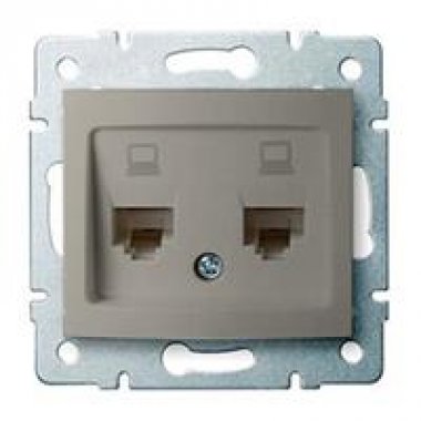 Dvojitá datová zásuvka , nezávislá (2xRJ45Cat 5e Jack), šampaňská - DOMO KA 25050