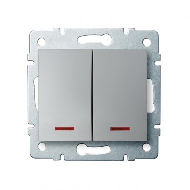 Dvojité tlačítko s LED - stříbrná - LOGI KA 25189