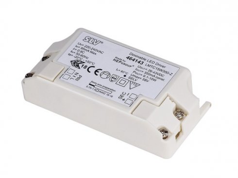 LED DRIVER, 15W, 500mA, incl. strain relief, dimmable	9,1-15W, 500 mA, stmívatelné s TRIAC stmívačem SLV LA 464144