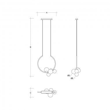 Závěsné svítidlo LUCIS OHM 3x33W + 2x48W G9 sklo bílá opál ZL2.15.O55.60-1