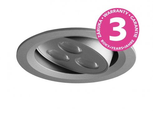 VÝKLOPNÝ PODHLED KULATÝ 3LED, stříbrná (aluminium)  3 LED - studená bílá-1