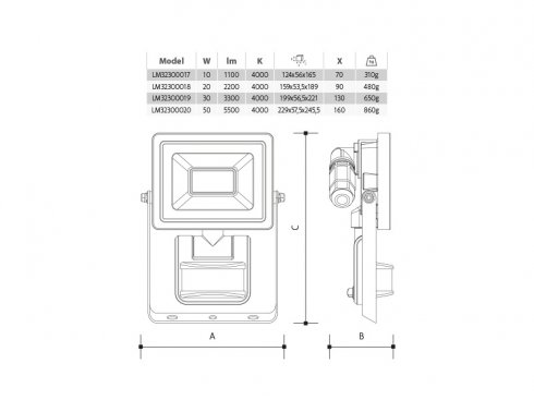 LEDMED VANA SMD S EASY  LED reflektor se senzorem a EASY svorkovnicí 10W, antracit-1