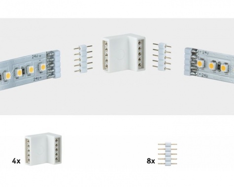 MaxLED rohová spojka bílá 4ks v balení vč. 8 zásuvných spojek - PAULMANN-7