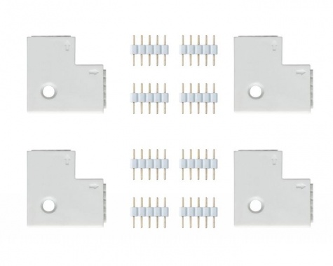 MaxLED rohová spojka 90° bílá 4ks v balení vč. 8 zásuvných spojek - PAULMANN-4